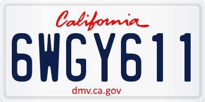 CA license plate 6WGY611