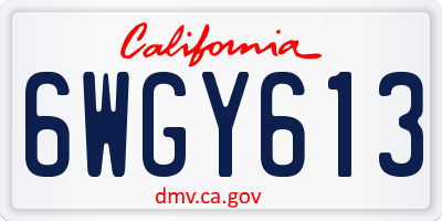 CA license plate 6WGY613