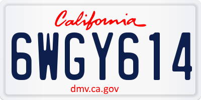 CA license plate 6WGY614