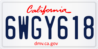 CA license plate 6WGY618