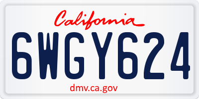 CA license plate 6WGY624