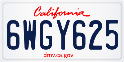 CA license plate 6WGY625
