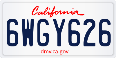 CA license plate 6WGY626