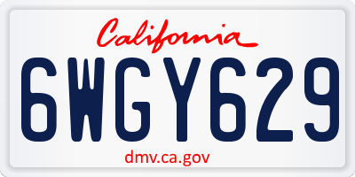 CA license plate 6WGY629