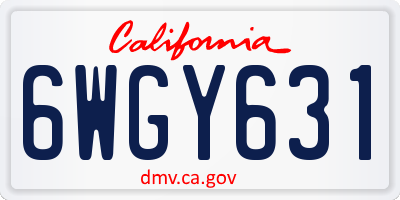 CA license plate 6WGY631