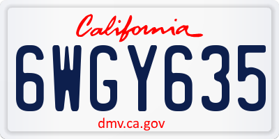 CA license plate 6WGY635