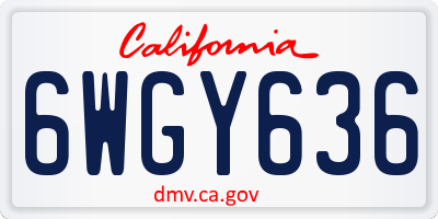 CA license plate 6WGY636