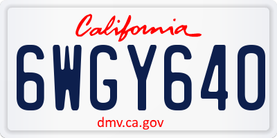 CA license plate 6WGY640