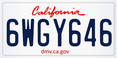 CA license plate 6WGY646