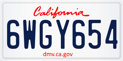 CA license plate 6WGY654