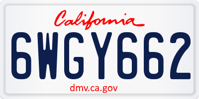 CA license plate 6WGY662