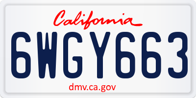 CA license plate 6WGY663