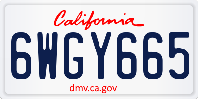 CA license plate 6WGY665