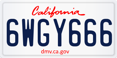 CA license plate 6WGY666
