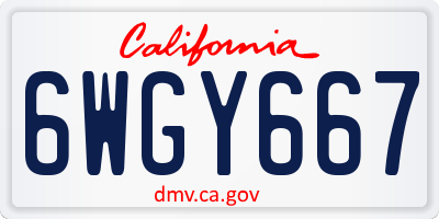 CA license plate 6WGY667