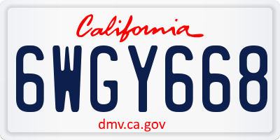 CA license plate 6WGY668