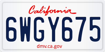 CA license plate 6WGY675