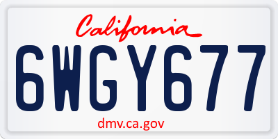 CA license plate 6WGY677