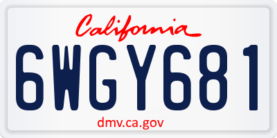 CA license plate 6WGY681