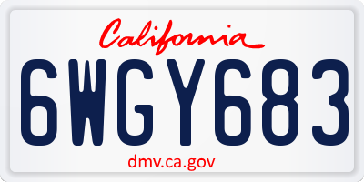 CA license plate 6WGY683