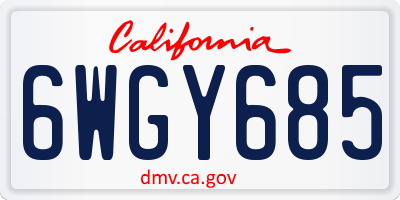 CA license plate 6WGY685