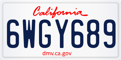CA license plate 6WGY689