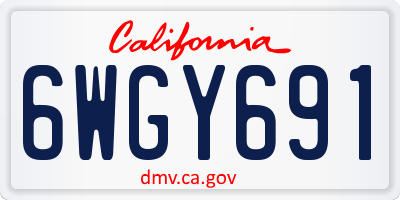 CA license plate 6WGY691