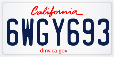 CA license plate 6WGY693