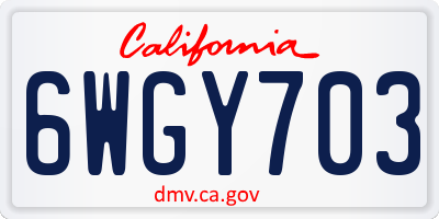 CA license plate 6WGY703