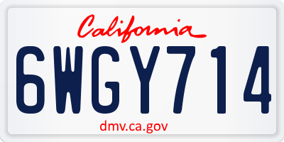 CA license plate 6WGY714