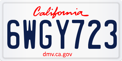 CA license plate 6WGY723