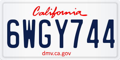 CA license plate 6WGY744