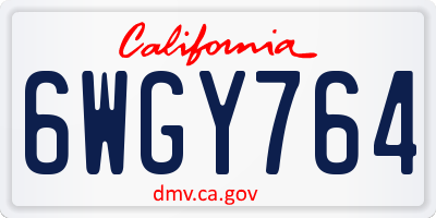 CA license plate 6WGY764