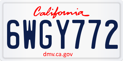 CA license plate 6WGY772