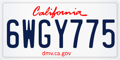 CA license plate 6WGY775
