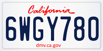 CA license plate 6WGY780