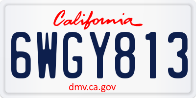 CA license plate 6WGY813