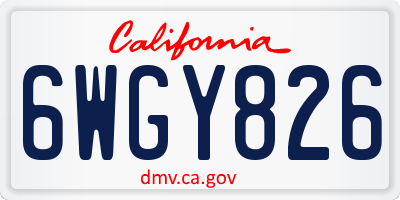 CA license plate 6WGY826