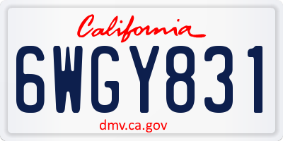 CA license plate 6WGY831