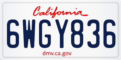CA license plate 6WGY836