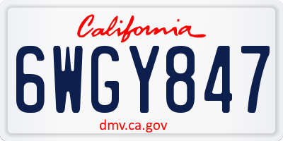 CA license plate 6WGY847
