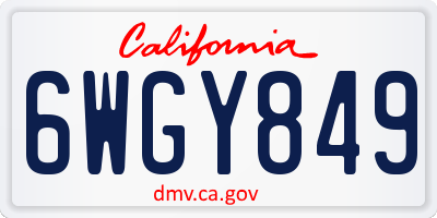 CA license plate 6WGY849