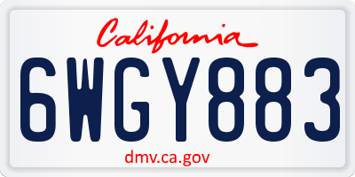 CA license plate 6WGY883