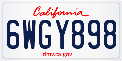 CA license plate 6WGY898