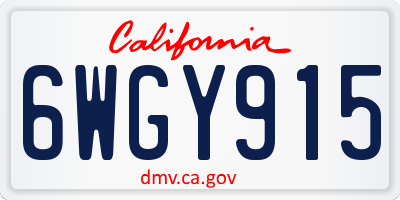 CA license plate 6WGY915