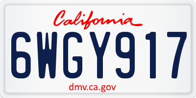 CA license plate 6WGY917