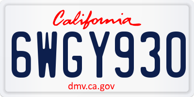 CA license plate 6WGY930