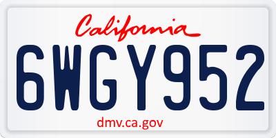 CA license plate 6WGY952