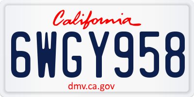 CA license plate 6WGY958