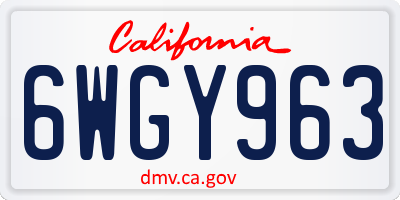 CA license plate 6WGY963